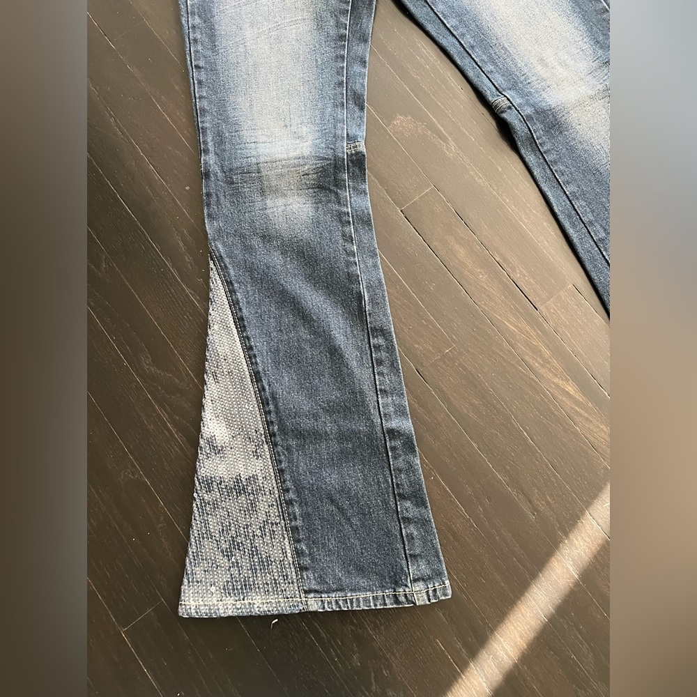 Black Crystal Stylish Blue Denim Jeans size 9 - Picture 4 of 11